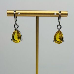 Yellow and Silver Teardrop Earrings
